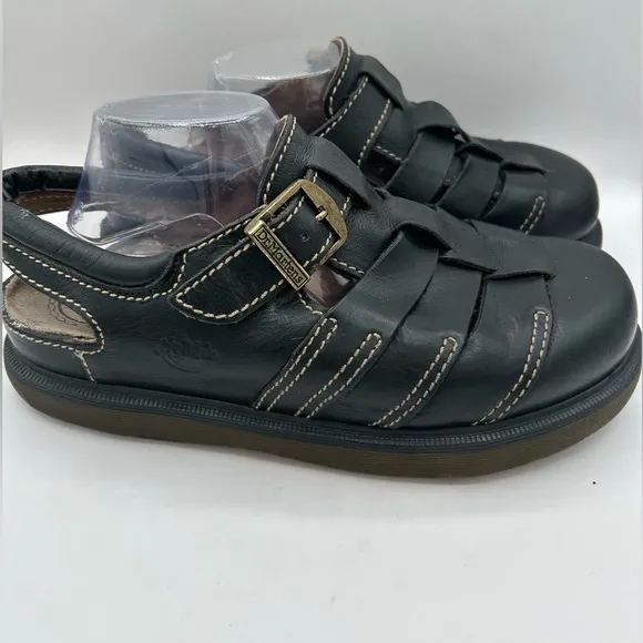 MIE RARE Dr Martens Sandals WM  Sz 12Vintage Fisherman Black Chunky Y2K Grunge