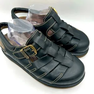 MIE RARE Dr Martens Sandals WM  Sz 12Vintage Fisherman Black Chunky Y2K Grunge