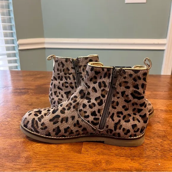 Mini Boden Leather Chelsea Boots leopard print size 32 1.5