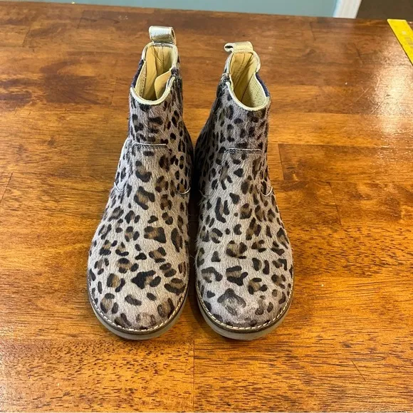 Mini Boden Leather Chelsea Boots leopard print size 32 1.5