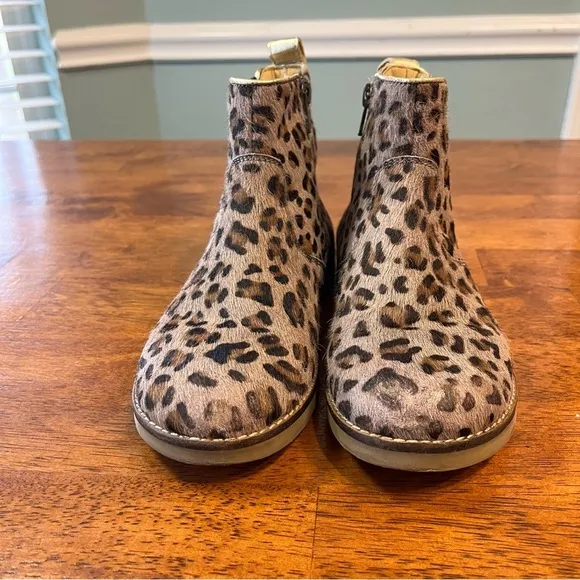 Mini Boden Leather Chelsea Boots leopard print size 32 1.5