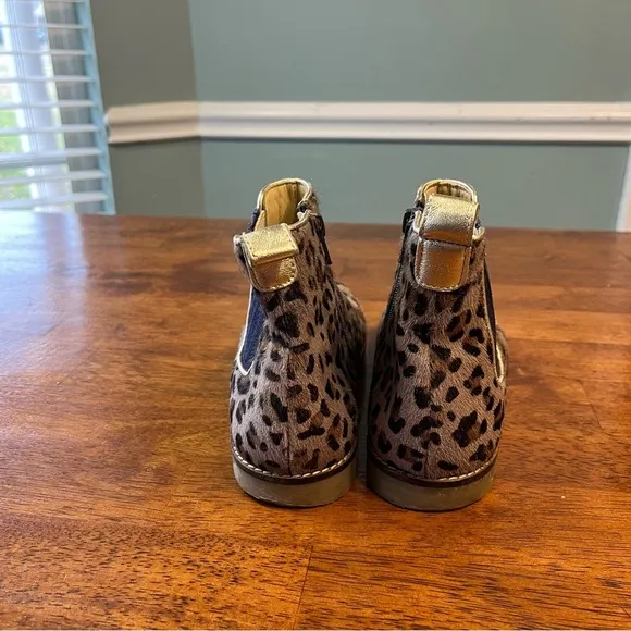 Mini Boden Leather Chelsea Boots leopard print size 32 1.5