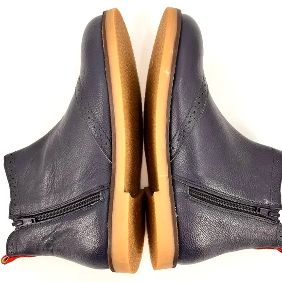 Mini Boden Leather Navy &amp; Rainbow Side Zip Chelsea Boots Sz 35 / US 3 NWOB
