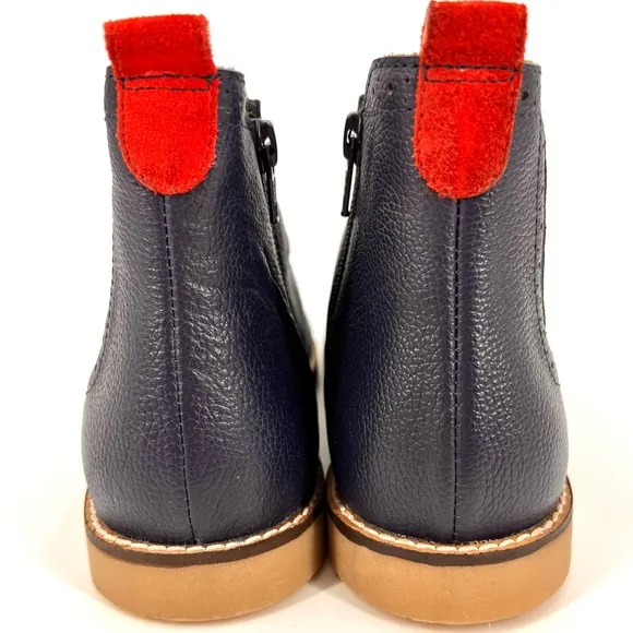 Mini Boden Leather Navy &amp; Rainbow Side Zip Chelsea Boots Sz 35 / US 3 NWOB