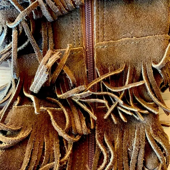 Minnetonka Boots Girls 4 Brown Leather Fringe