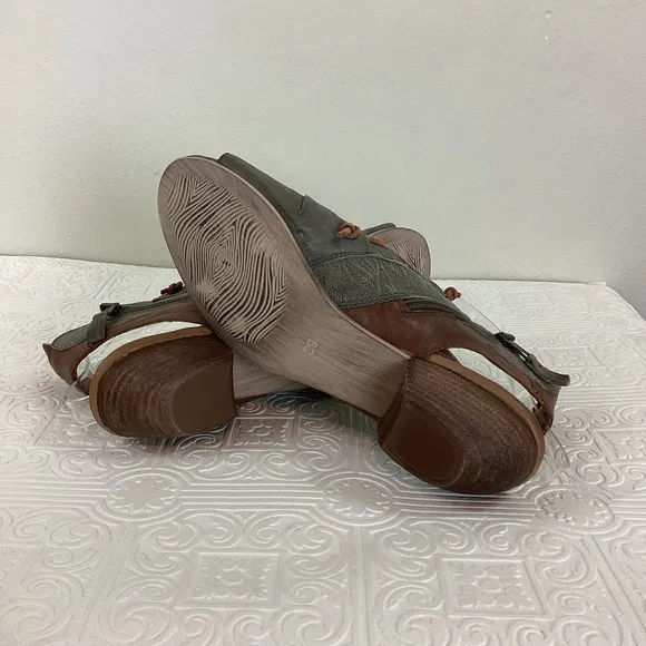 Miz Mooz Gray Brown Leather Open Toe Sandals Boho