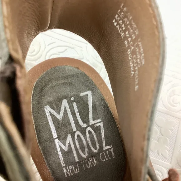 Miz Mooz Gray Brown Leather Open Toe Sandals Boho