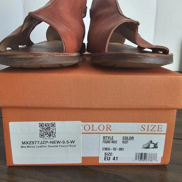 Miz Mooz Leather Sandals Found Rust Women’s 9.5W