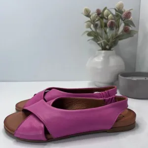 Miz Mooz Thayne Leather Crossover Slingback Sandals Fuchsia Women EU 38/7.5 NWOB