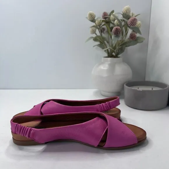 Miz Mooz Thayne Leather Crossover Slingback Sandals Fuchsia Women EU 38/7.5 NWOB