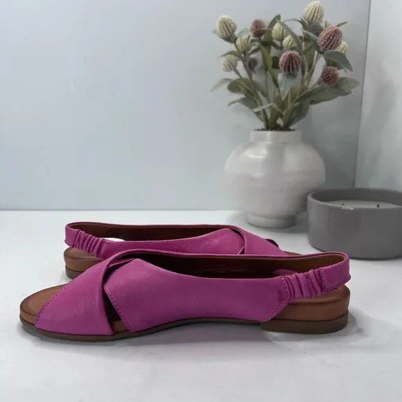 Miz Mooz Thayne Leather Crossover Slingback Sandals Fuchsia Women EU 38/7.5 NWOB