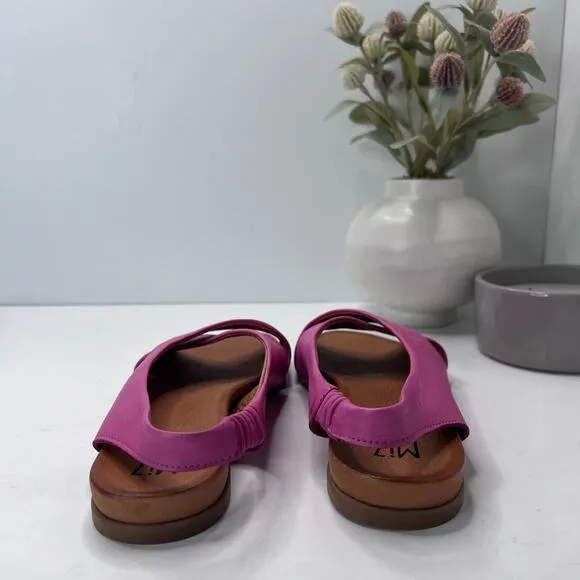 Miz Mooz Thayne Leather Crossover Slingback Sandals Fuchsia Women EU 38/7.5 NWOB