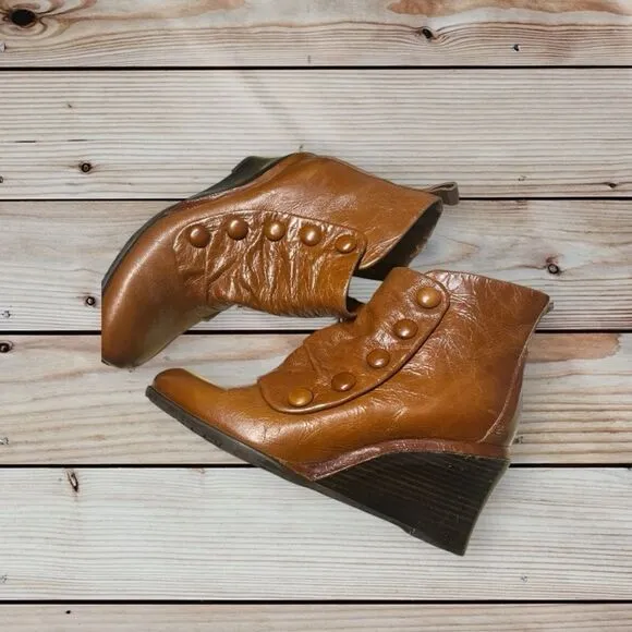 Miz Mooz Womens Nimah Brandy Leather Ankle Boots EUR 41 (9.5-10)