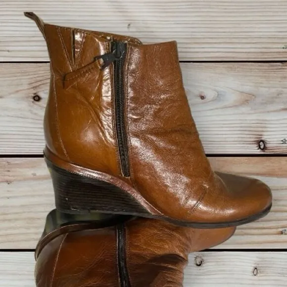 Miz Mooz Womens Nimah Brandy Leather Ankle Boots EUR 41 (9.5-10)