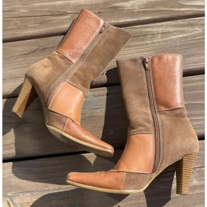 Mossimo Y2K Leather patchwork side zip boots ladies 7