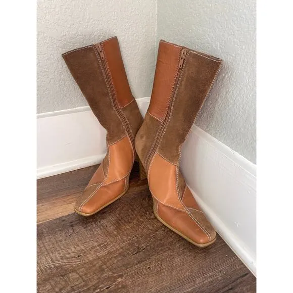 Mossimo Y2K Leather patchwork side zip boots ladies 7