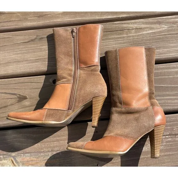 Mossimo Y2K Leather patchwork side zip boots ladies 7