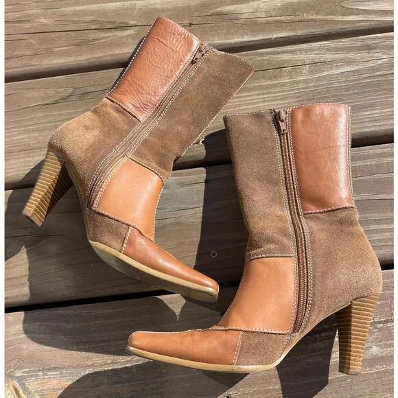 Mossimo Y2K Leather patchwork side zip boots ladies 7