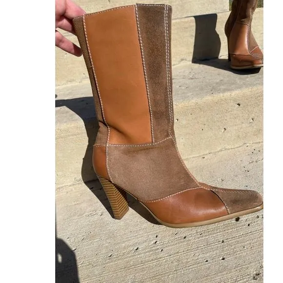 Mossimo Y2K Leather patchwork side zip boots ladies 7