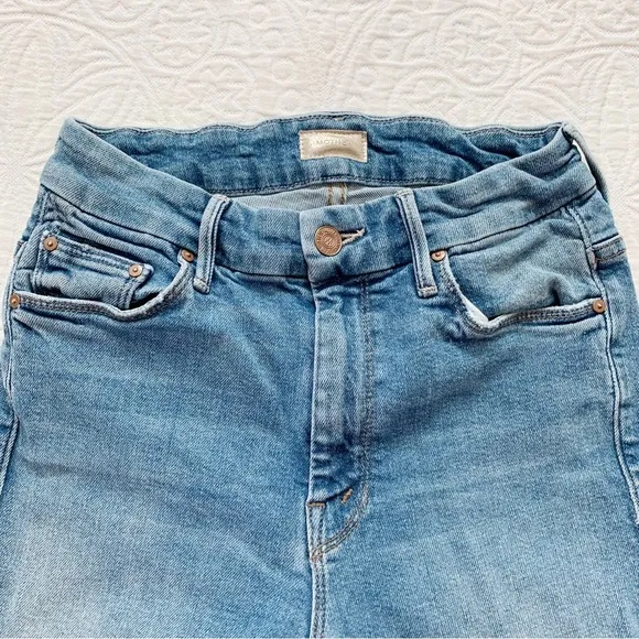 MOTHER High Waisted Looker Ankle Fray Jeans, Shoot to Thrill Wash w/ Leopard