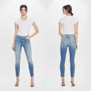 MOTHER High Waisted Looker Ankle Fray Jeans, Shoot to Thrill Wash w/ Leopard