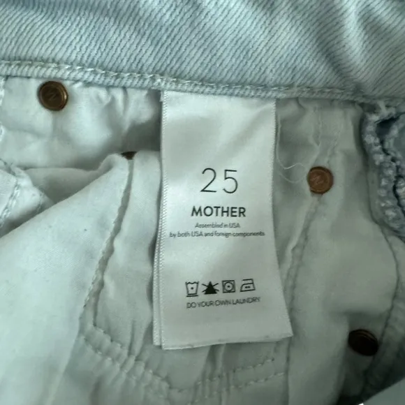 MOTHER - Pixie Tomcat Ankle Exposed Button Fly Light Washed Jeans Sz 25