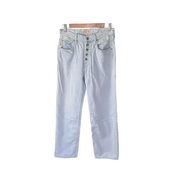 MOTHER - Pixie Tomcat Ankle Exposed Button Fly Light Washed Jeans Sz 25