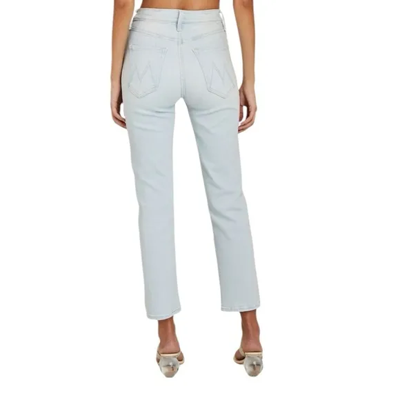 MOTHER - Pixie Tomcat Ankle Exposed Button Fly Light Washed Jeans Sz 25
