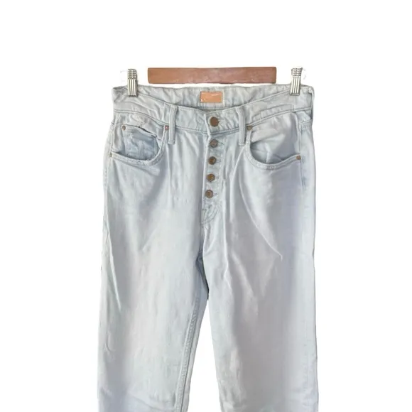 MOTHER - Pixie Tomcat Ankle Exposed Button Fly Light Washed Jeans Sz 25