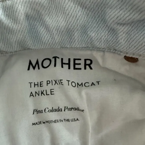MOTHER - Pixie Tomcat Ankle Exposed Button Fly Light Washed Jeans Sz 25