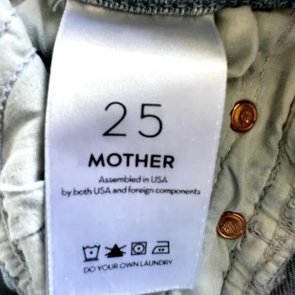 Mother The Looker Ankle Fray Across The Map Light Wash Ripped High Rise Jeans 25