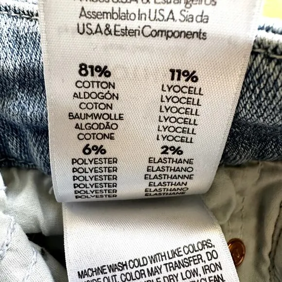 Mother The Looker Ankle Fray Across The Map Light Wash Ripped High Rise Jeans 25