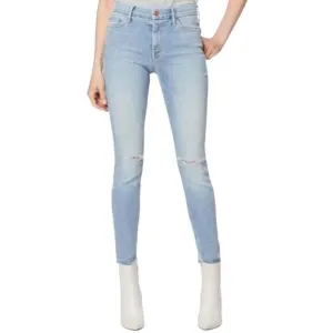 Mother The Looker Ankle Fray Across The Map Light Wash Ripped High Rise Jeans 25