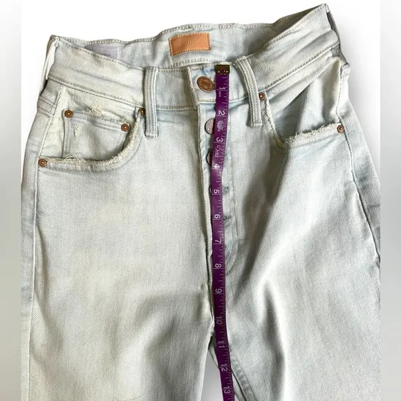 Mother the Pixie Tomcat Distressed Ankle Straight Leg Jeans Light Wash Size 24