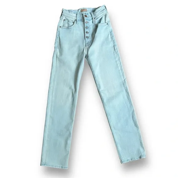 Mother the Pixie Tomcat Distressed Ankle Straight Leg Jeans Light Wash Size 24