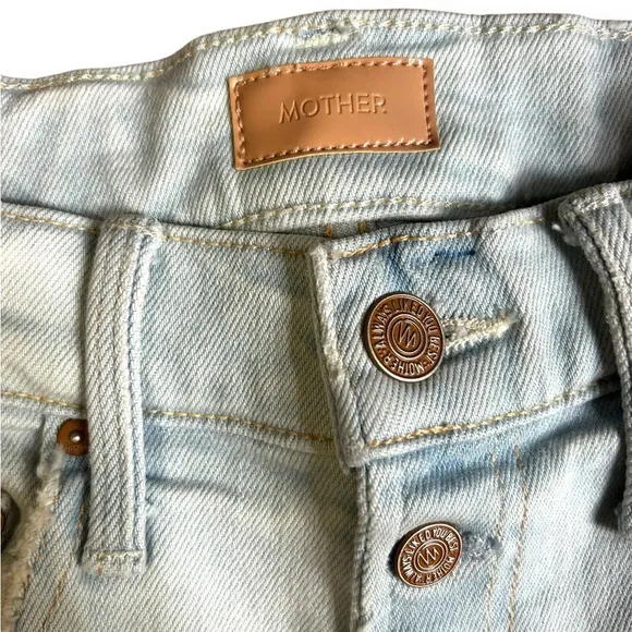 Mother the Pixie Tomcat Distressed Ankle Straight Leg Jeans Light Wash Size 24