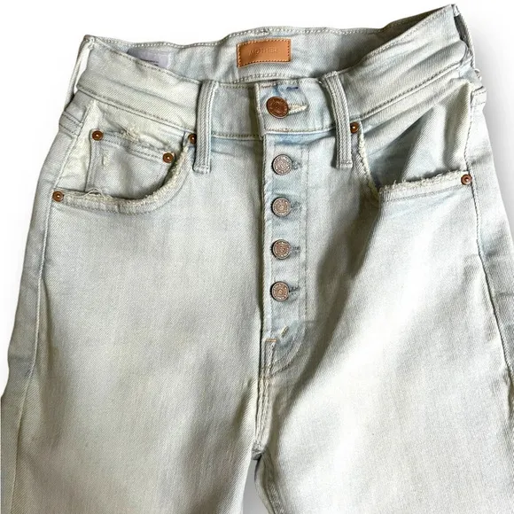 Mother the Pixie Tomcat Distressed Ankle Straight Leg Jeans Light Wash Size 24