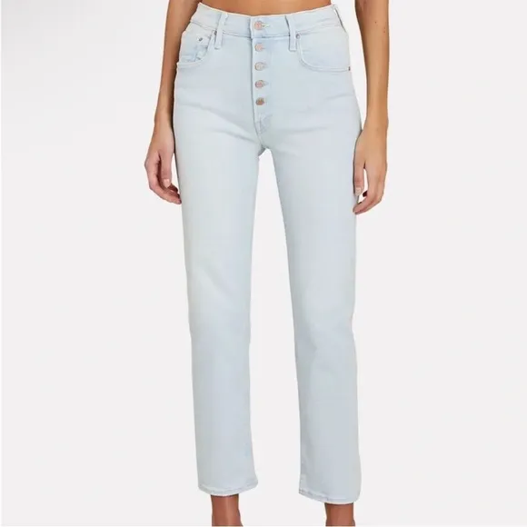 Mother the Pixie Tomcat Distressed Ankle Straight Leg Jeans Light Wash Size 24