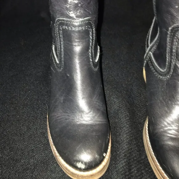 MTNG Brooke Rustico Black Leather Knee High Boots Side Zip Made in Spain Size 38