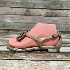 Mui Mui Brown Patent Leather Bow Sandals