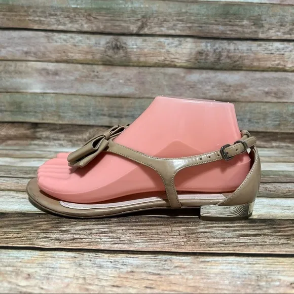 Mui Mui Brown Patent Leather Bow Sandals
