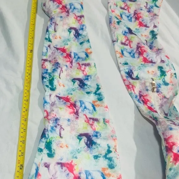 Multicolor Tie-Dye Thigh High Heel Boots Sexy Stretch Sz 37/ 6.5 Exotic Dancer