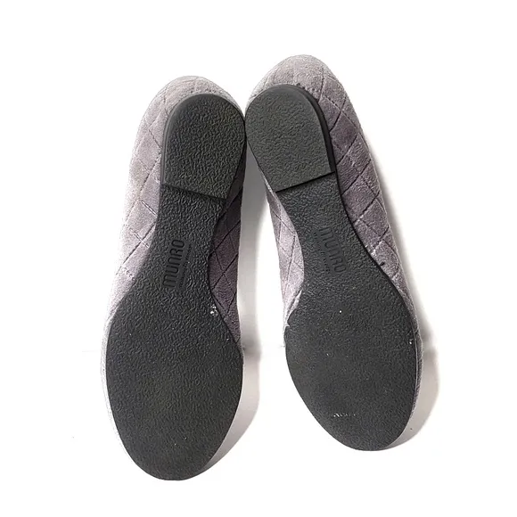 Munro Jerrie Gray Quilted Suede Loafer Flats 7.5 Wide