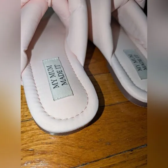 My Mum Made It Pink Padded Slippers Size EU 40 US 9 Womens Slides Knotted