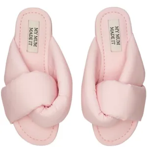 My Mum Made It Pink Padded Slippers Size EU 40 US 9 Womens Slides Knotted