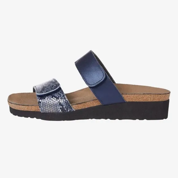 Naot Althea Slide Sandals Cork Leather / Navy Python Polar Combo US 4 - EU 35