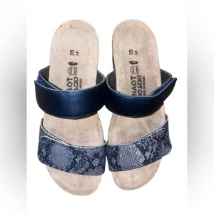 Naot Althea Slide Sandals Cork Leather / Navy Python Polar Combo US 4 - EU 35