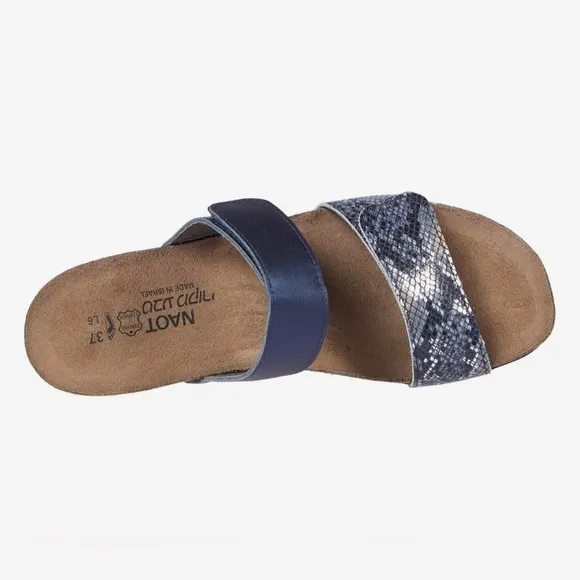 Naot Althea Slide Sandals Cork Leather / Navy Python Polar Combo US 4 - EU 35
