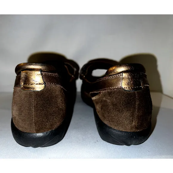 NAOT Shoes Women's Size 9/40 Brown Suede Bronze Leather KIREI Mary Janes Flats