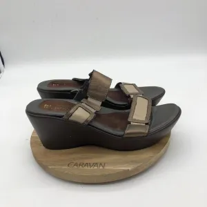 Naot Treasure Wedge Sandal Shoes Womens 10 Brown Leather Metallic Slides Sandals